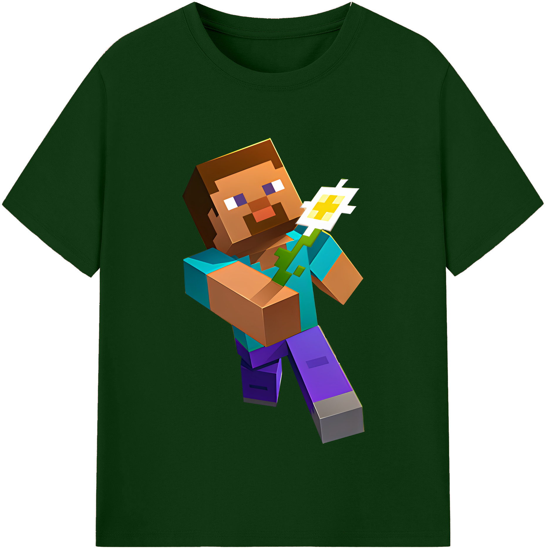 （画像用） マインクラフト ブロックの世界 Minecraft MC Block world 綿100％半袖Tシャツ（フロントプリント）